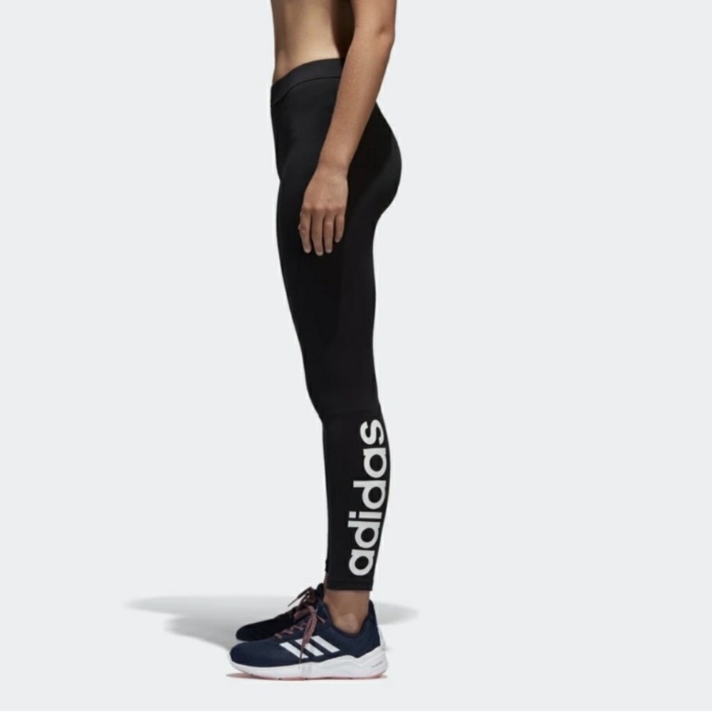 NWT Adidas Essentials Linear Tights Black Graphic Logo Cotton Leggings S97155 S